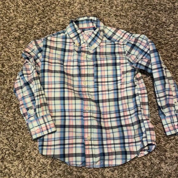 Pink blue plaid button up - Picture 1 of 5